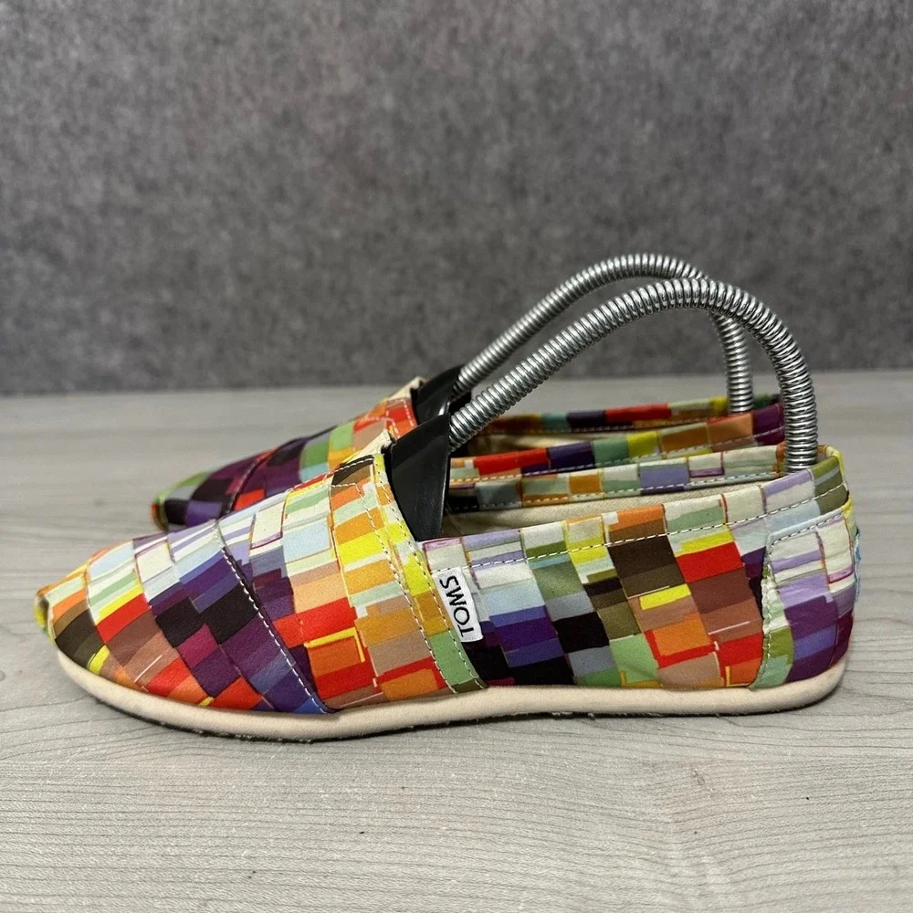 TOMS Alpargata Rainbow Pride Women's Sz 7 Multicolor‎ Geometric Slip On Flats